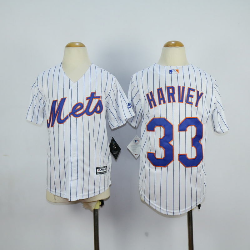 Youth New York Mets 33 Harvey White MLB Jerseys